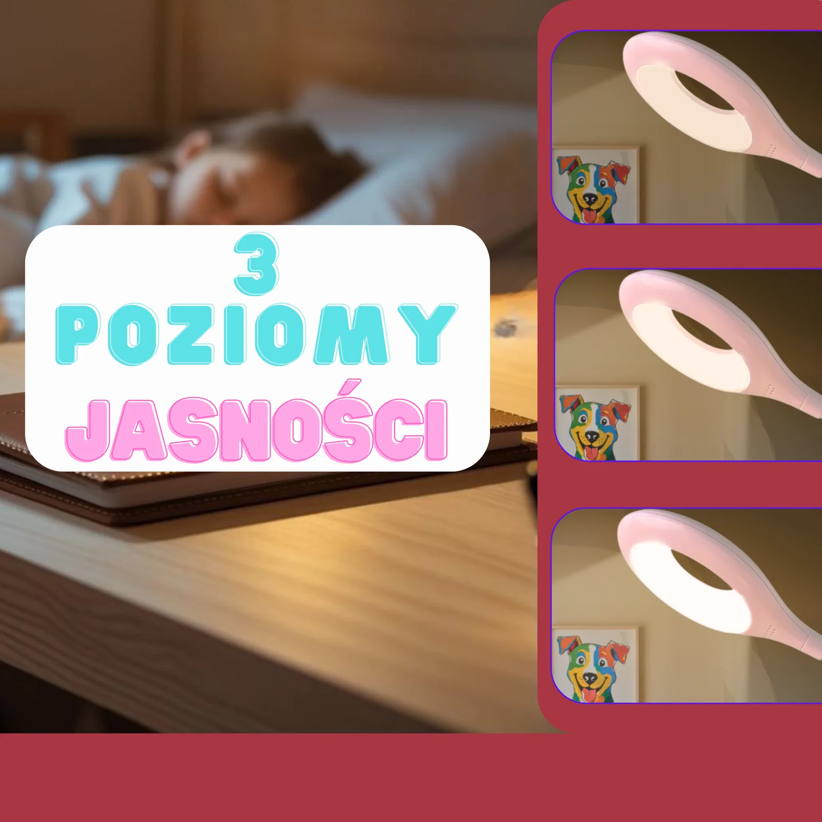 Lampka biurkowo-nocna Statek Kosmiczny LED, Lampka biurkowa 2w1. Zmienna jasność; neutralna barwa światła. Ładowanie przez kabel Type C.