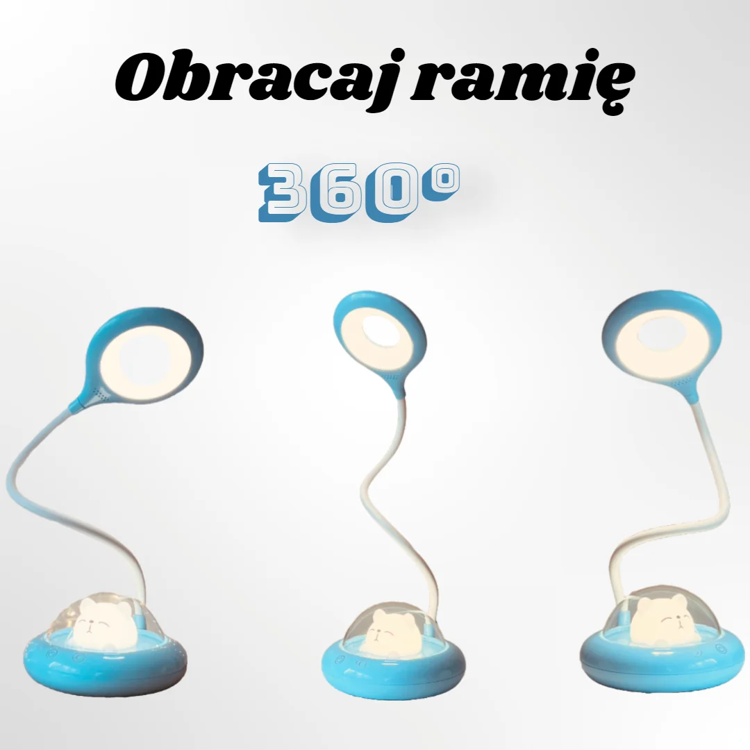 Lampka biurkowo-nocna Statek Kosmiczny LED, Lampka biurkowa 2w1. Zmienna jasność; neutralna barwa światła. Ładowanie przez kabel Type C.