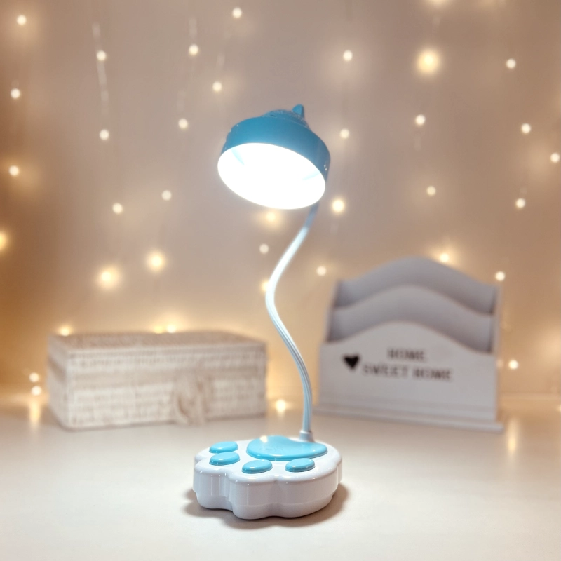 Lampka biurkowa Łapka LED, Lampka na biurko dla dzieci. Zmienna jasność oraz barwa światła: ciepła, zimna, mieszana. Ładowanie przez kabel micro USB.