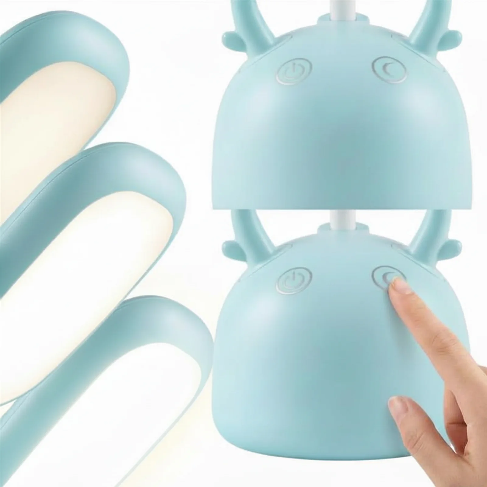 Lampka biurkowo-nocna Renifer LED, Lampka biurkowa 2w1. Zmienna jasność; gradient w lampce nocnej. Ładowanie przez kabel micro USB.