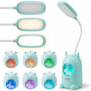 Lampka biurkowo-nocna Renifer LED, Lampka biurkowa 2w1. Zmienna jasność; gradient w lampce nocnej. Ładowanie przez kabel micro USB.