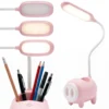 Lampka biurkowa TGX-788 LED, Lampka na biurko dla dzieci z pojemniczkiem na artykuły szkolne. Zmienna jasność oraz barwa światła. Ładowanie przez kabel micro USB.