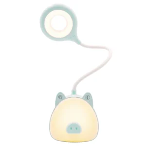 Lampka biurkowo-nocna 2w1Prosiątko LED, Podwójny akumuator. Zmienna jasność; neutralna barwa światła. Ładowanie przez kabel micro USB.