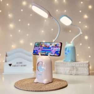 Lampka biurkowo-nocna Renifer LED, Lampka biurkowa 2w1. Zmienna jasność; gradient w lampce nocnej. Ładowanie przez kabel micro USB.