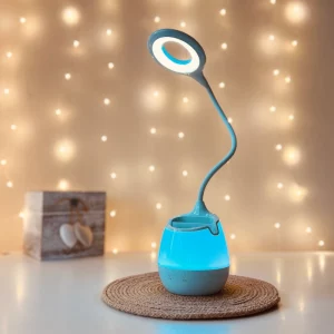 Lampka biurkowa z lampką nocną LED 2w1. Zmiana jasności oraz koloru. Zimna barwa światła. Ładowanie przez kabel micro USB.