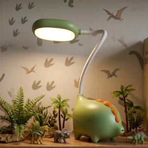 Lampka biurkowa Dino LED, Lampka na biurko dla dzieci. Zmienna jasność oraz barwa światła. Ładowanie przez kabel micro USB.