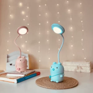 Lampka biurkowa dziecięca LED, lampka na biurko. Zmienna jasność, białe światło. Ładowanie przez USB. Dostępna w różowym, zielonym, kolorach.