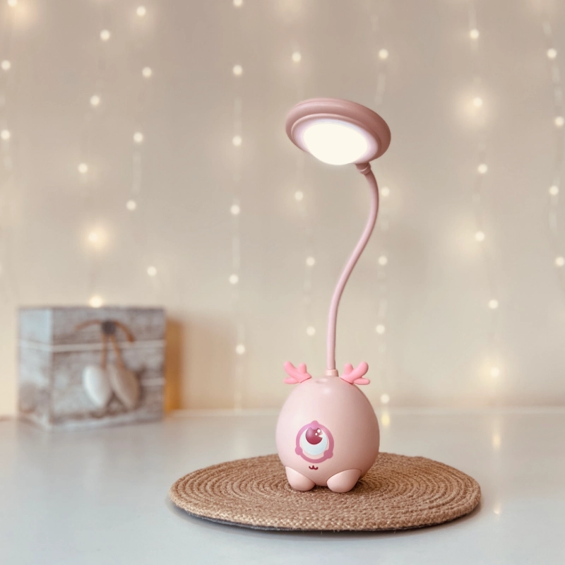 Lampka biurkowa dziecięca LED, lampka na biurko. Zmienna jasność, białe światło. Ładowanie przez USB. Dostępna w różowym, zielonym, kolorach.