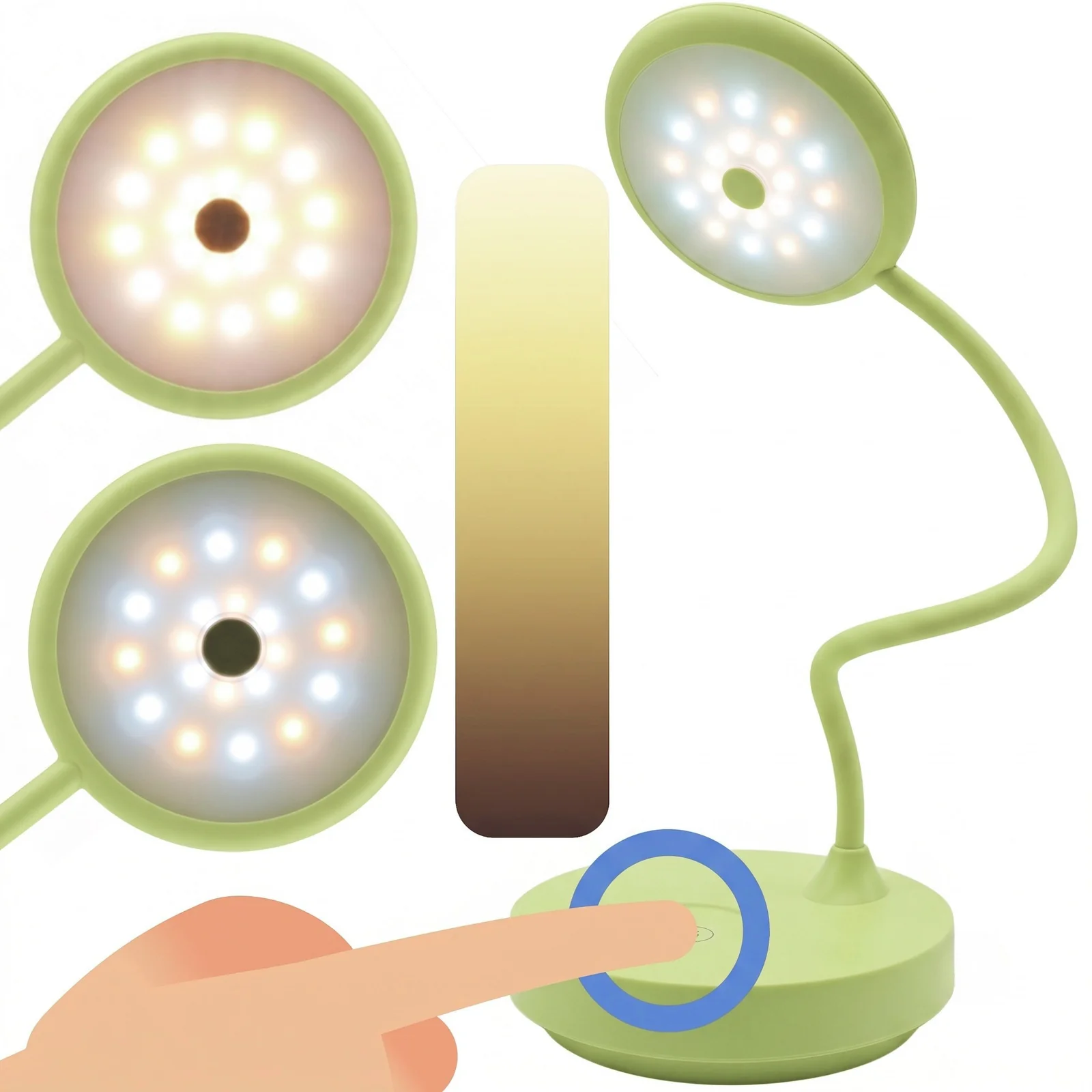 Lampka biurkowa z lampką nocną UFO LED, Lampka biurkowa 2w1 . Zmienna jasność; ciepła barwa światła. Ładowanie przez kabel micro USB.