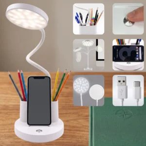 Lampka biurkowa dziecięca TGX-L22 LED, Lampka biurkowa dziecięca z kablem type-c. Zmienna jasność; zimna barwa światła. Pojemniczek na artykuły szkolne