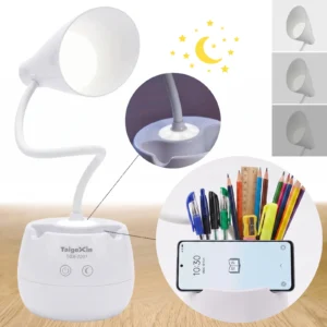Lampka biurkowo-nocna dziecięca TGX-7007 LED, Lampka biurkowa dziecięca z kablem type-c. Zmienna jasność; zimna barwa światła. Pojemniczek na artykuły szkolne