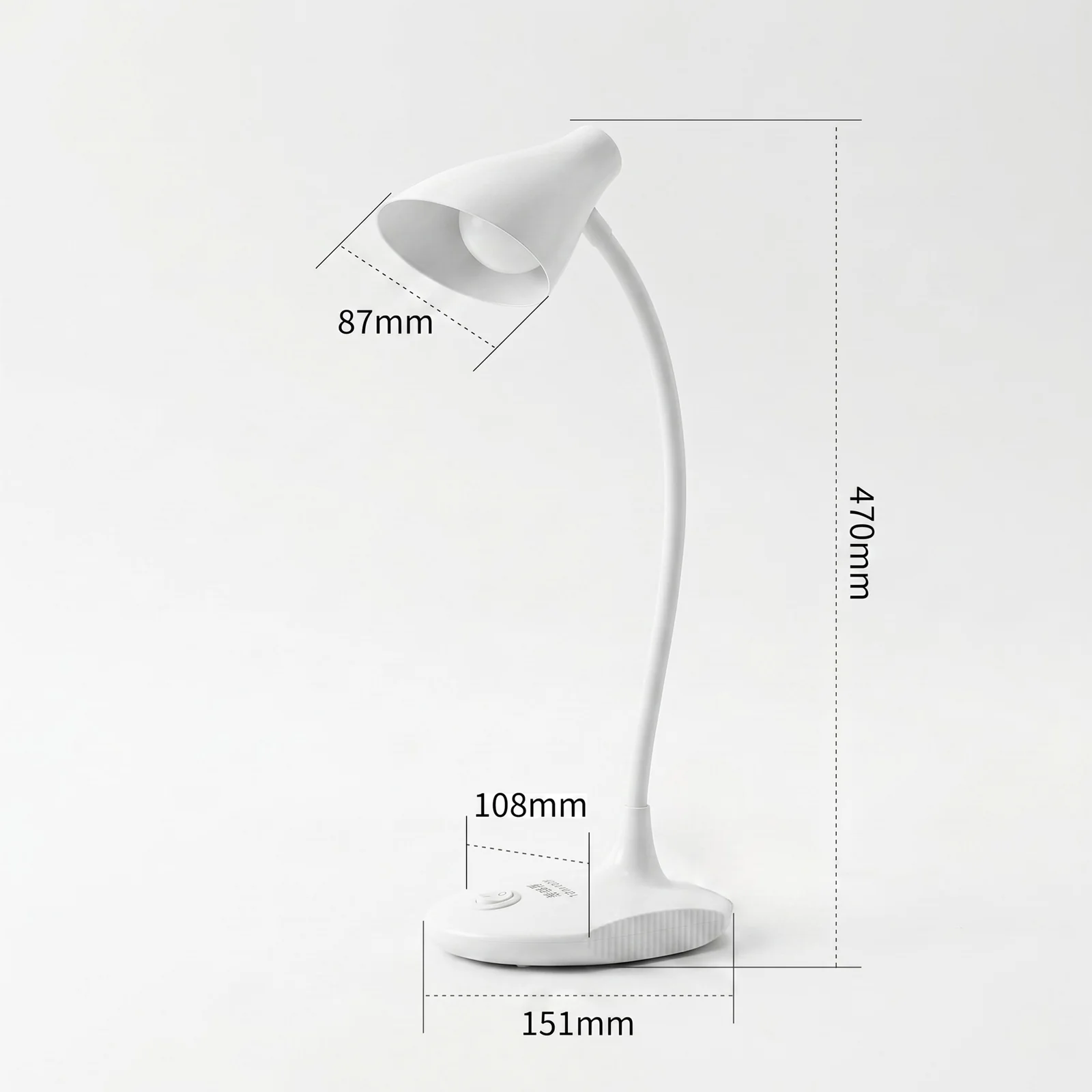 Lampa na biurko LED z wtyczką, Lampka biurkowa z jednym przyciskiem. dziecięca. 1 tryb jasności; Bardzo mocna jasność oraz zimna barwa światła. Stabilna konstrukcja.