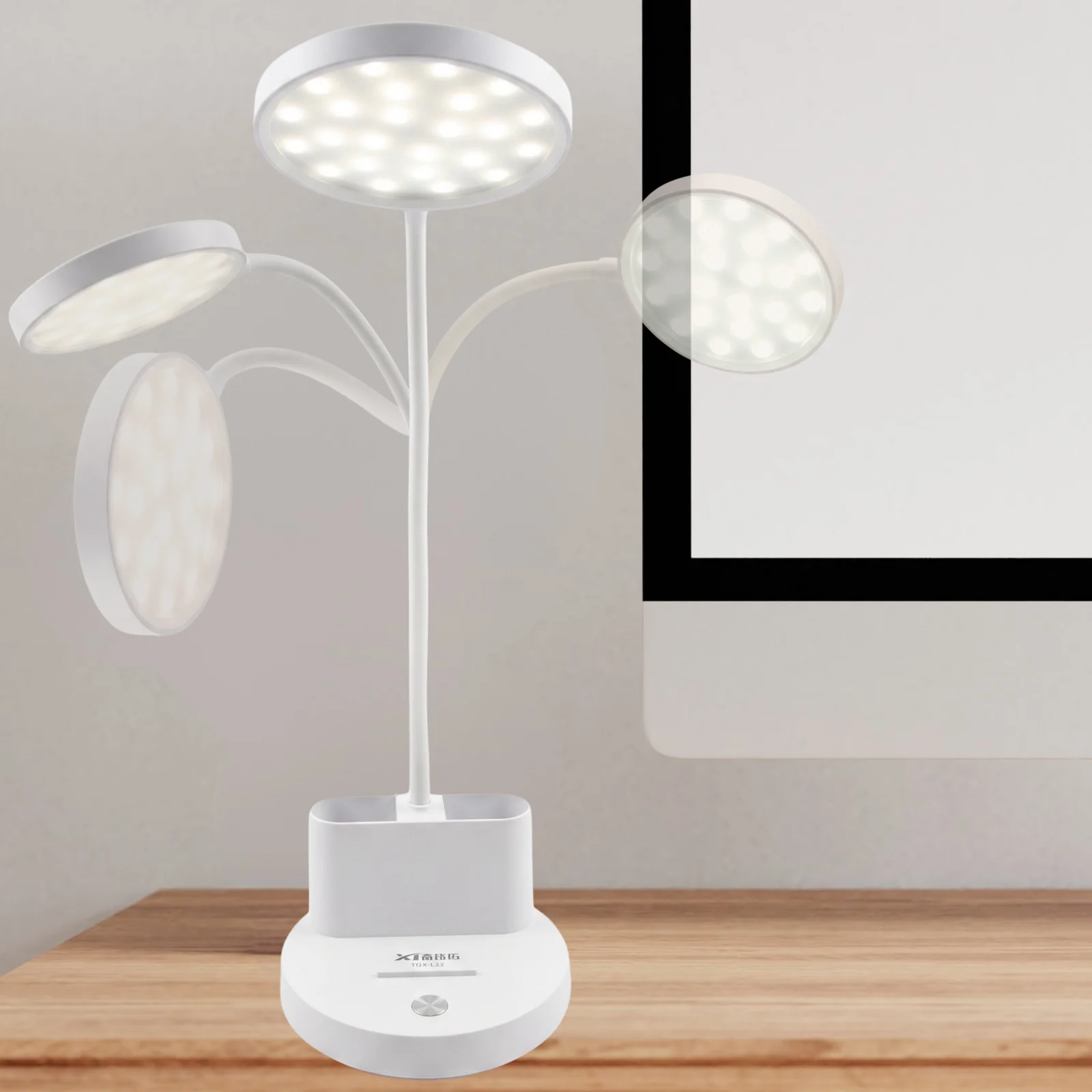 Lampka biurkowa dziecięca TGX-L22 LED, Lampka biurkowa dziecięca z kablem type-c. Zmienna jasność; zimna barwa światła. Pojemniczek na artykuły szkolne