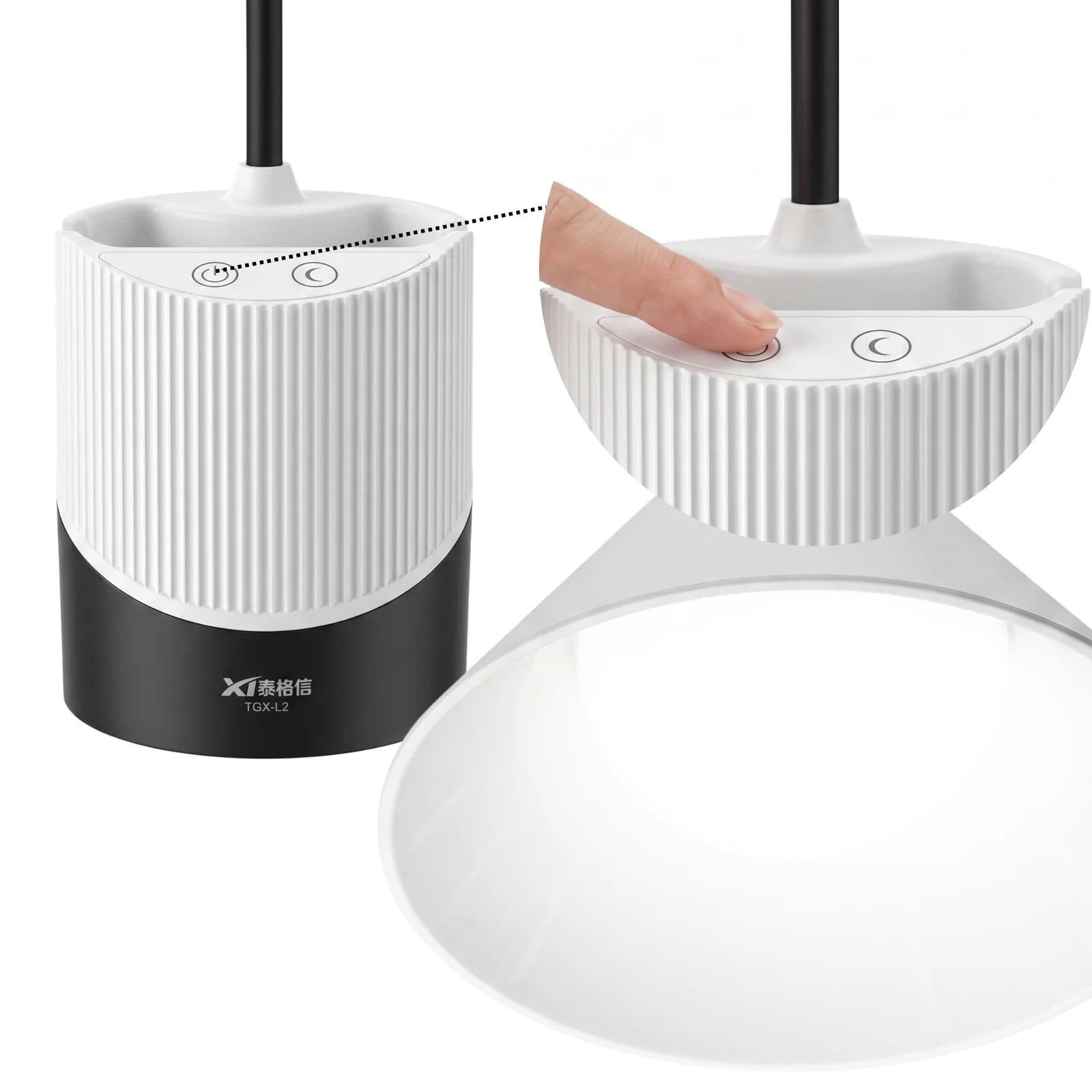Lampka biurkowa dziecięca TGX-L2 LED, Lampka biurkowa dziecięca. 4 tryby jasności; zimna barwa światła. Pojemniczek na artykuły szkolne