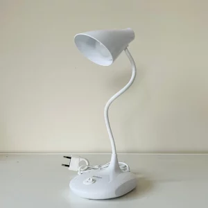 Lampa na biurko LED z wtyczką, Lampka biurkowa z jednym przyciskiem. dziecięca. 1 tryb jasności; Bardzo mocna jasność oraz zimna barwa światła. Stabilna konstrukcja.