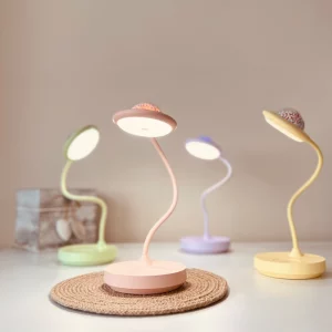 Lampka biurkowa z lampką nocną UFO LED, Lampka biurkowa 2w1 . Zmienna jasność; ciepła barwa światła. Ładowanie przez kabel micro USB.