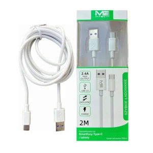 Kabel USB 2.0 Type-C 2m – szybkie ładowanie i transmisja danych. Idealny do smartfonów, tabletów, aparatów i więcej. Biały i czarny 2.4A.