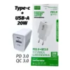 Szybka ładowarka 20W USB TYPE-C + USB-A z technologią QC 3.0 oraz PD 3.0. Napięcia: 5V/3A, 9V/2.22A, 12V/1.67A. Idealna do domu i podróży M2-TEC CX-93